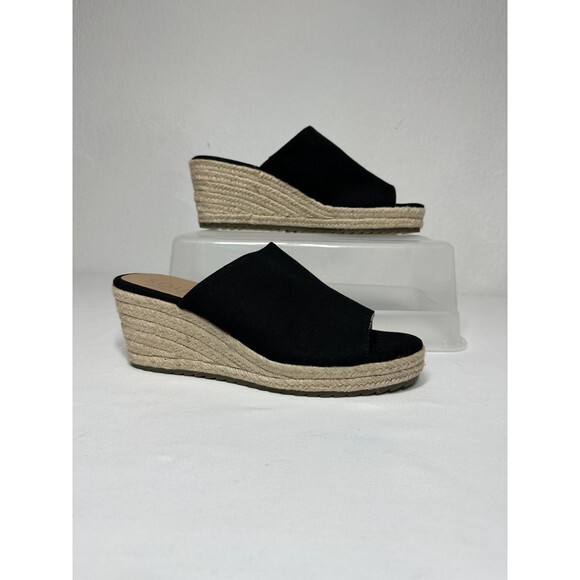 Soul‎ Naturalizer Wedge Espadrille Black Canvas Slip On Size 9.5 - Picture 8 of 12